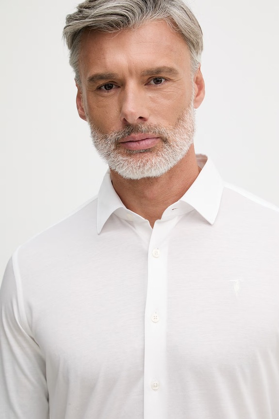 Trussardi cămașă pentru bărbați, cu bumbac alb 58008000021N