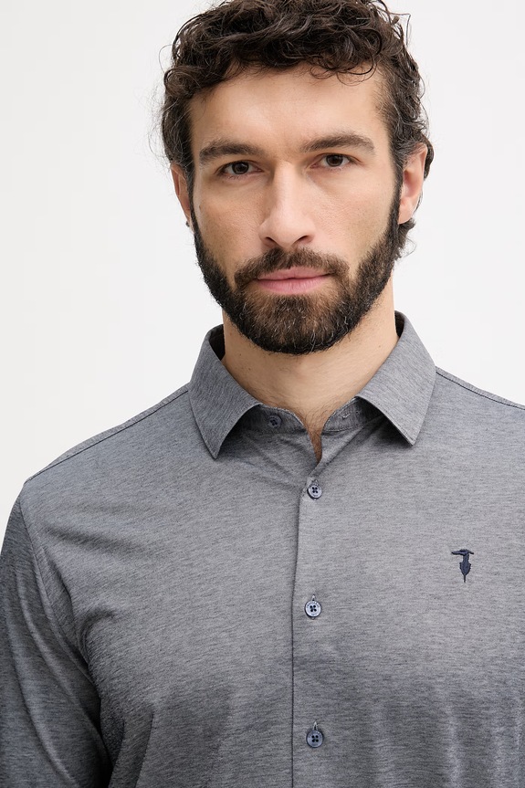 Trussardi cămașă pentru bărbați, cu bumbac bleumarin 58008000021N