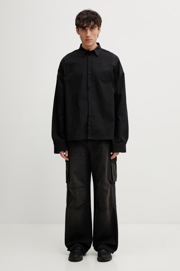 HELIOT EMIL koszula męska bawełniana SS26.M.05.078.BLK01 czarny