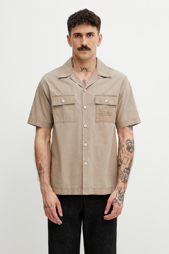 MM6 Maison Margiela koszula bawełniana męska beżowy SH0DR0008.M35741.115
