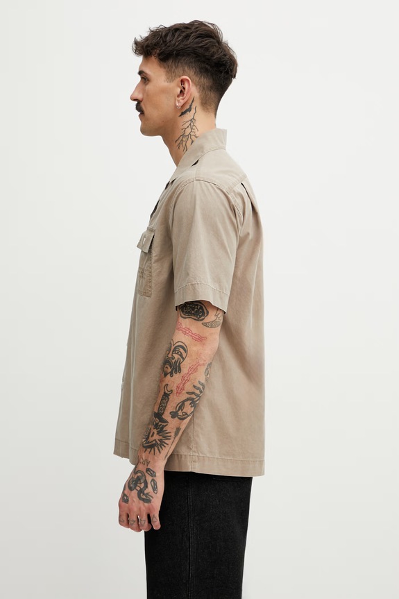 MM6 Maison Margiela koszula bawełniana męska SH0DR0008.M35741.115 beżowy SS26