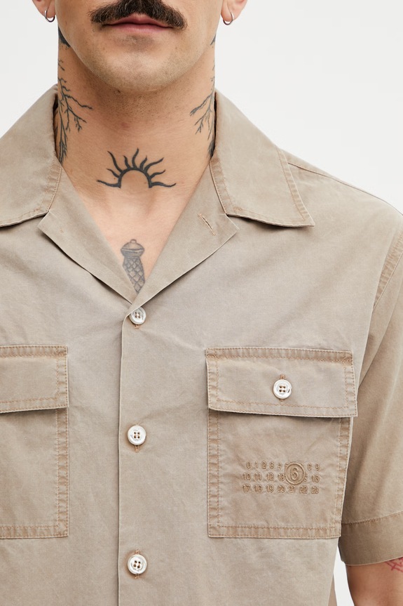 MM6 Maison Margiela koszula bawełniana męska beżowy SH0DR0008.M35741.115