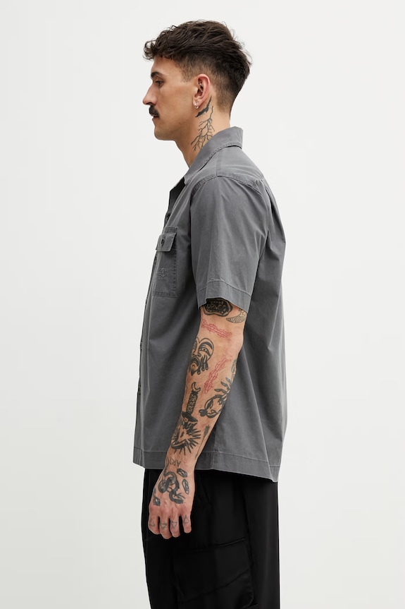 MM6 Maison Margiela košile bavlněná pánská SH0DR0008.M35741.855 šedá SS26
