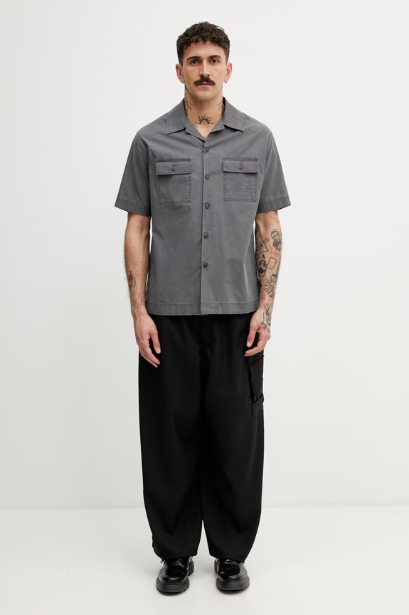 MM6 Maison Margiela риза от памук мъжка сив SH0DR0008.M35741.855