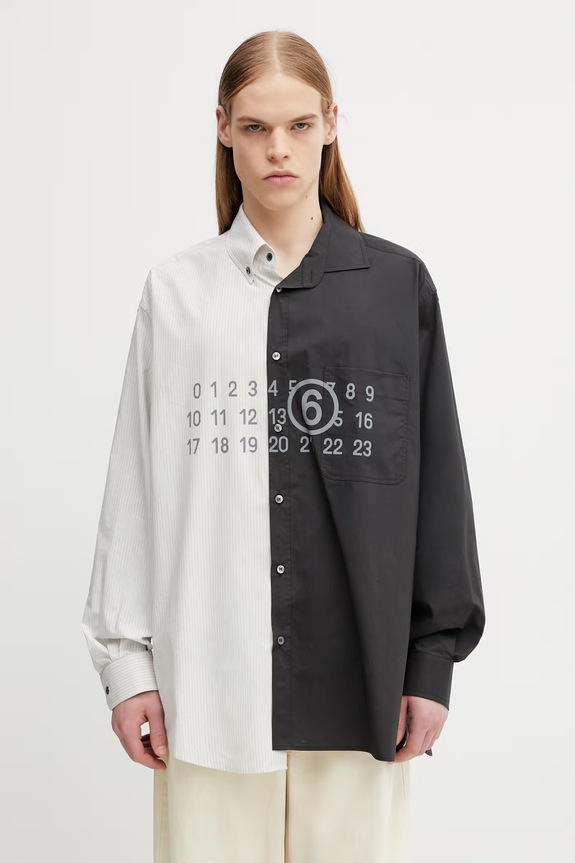 MM6 Maison Margiela košulja za muškarce od pamuka crna SH0DT0025.MTN136.961.