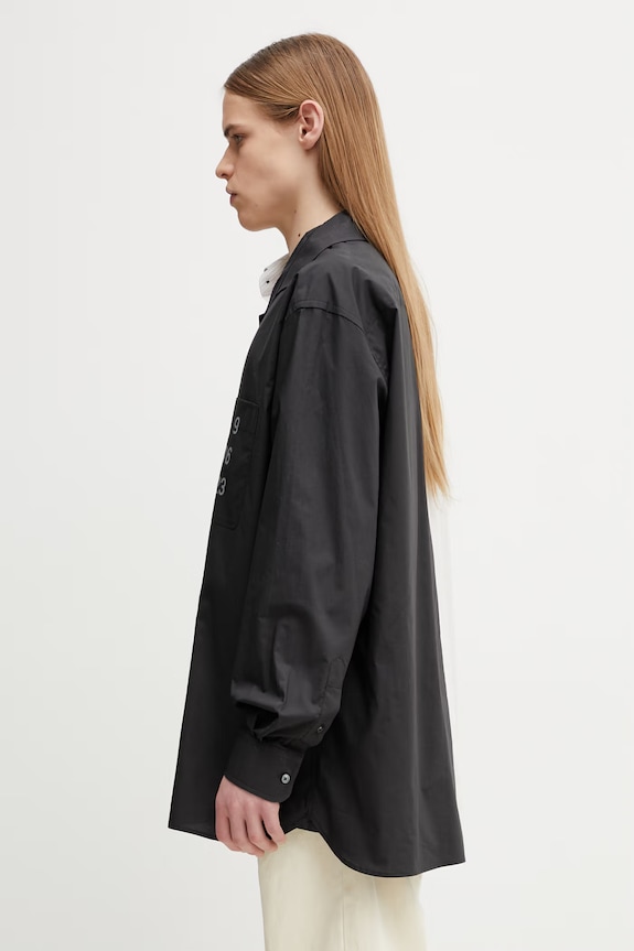 MM6 Maison Margiela košile bavlněná pánská SH0DT0025.MTN136.961. černá SS26