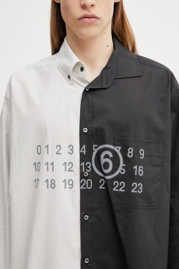 MM6 Maison Margiela košile bavlněná pánská černá SH0DT0025.MTN136.961.