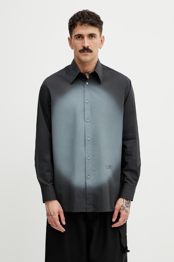 MM6 Maison Margiela košulja za muškarce od pamuka crna SH0DT0042.M35256.899