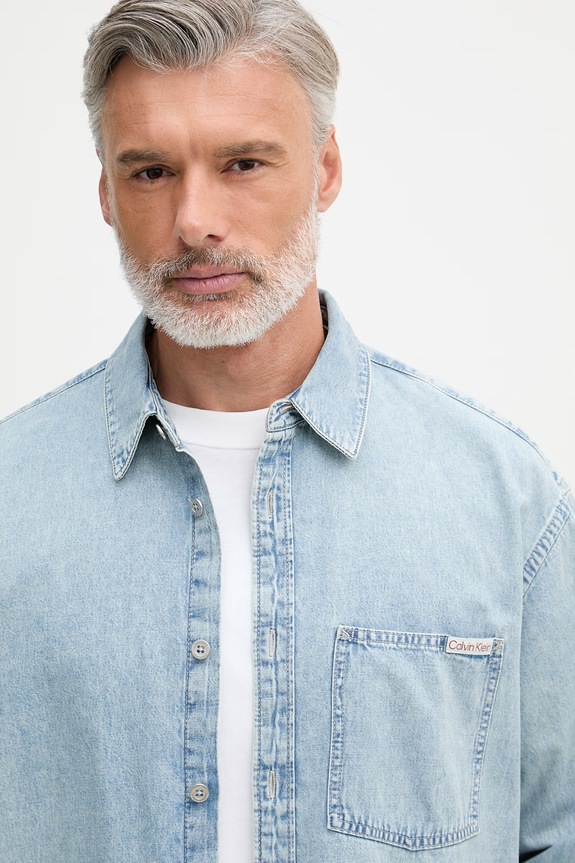 Calvin Klein Jeans cămașă pentru bărbați, din denim albastru LV04RF918G