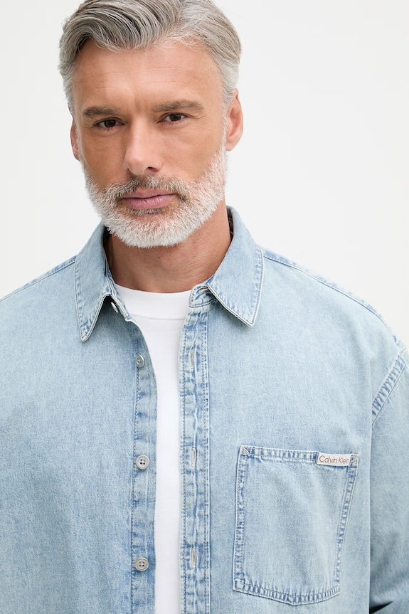 Calvin Klein Jeans cămașă pentru bărbați, din denim albastru LV04RF918G