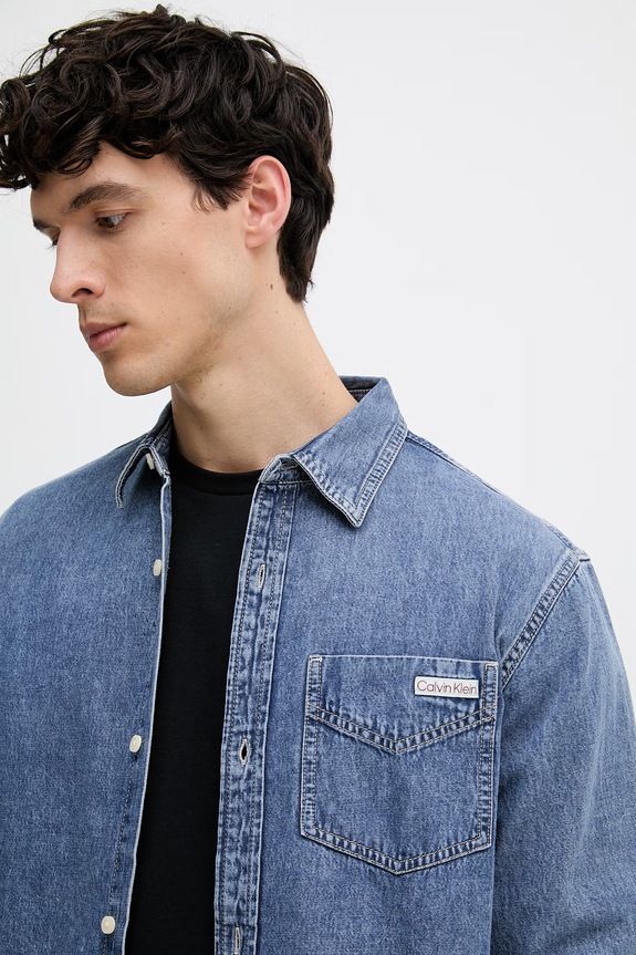 Calvin Klein Jeans košeľa pánska rifľová LV04RE708G modrá