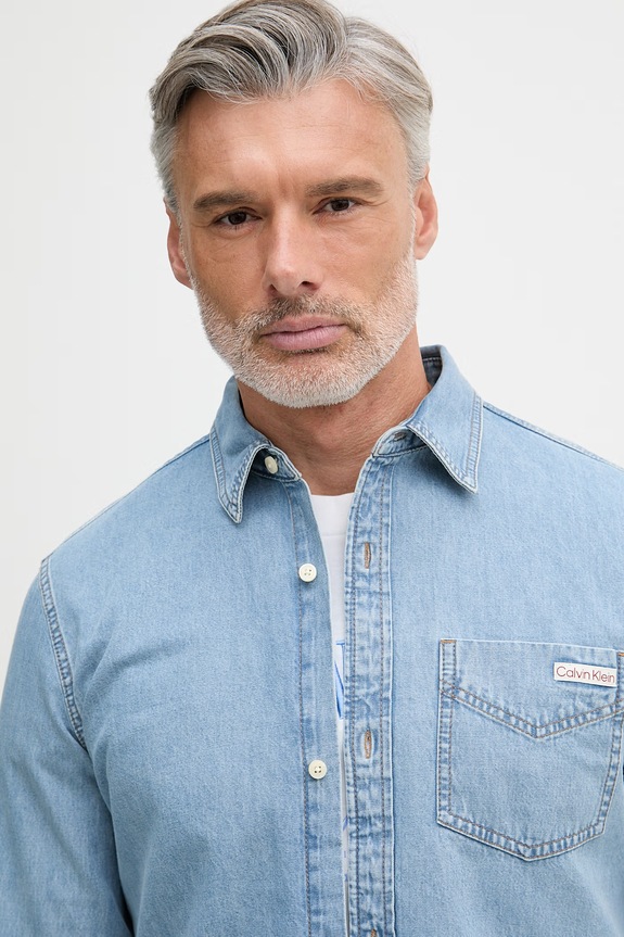 Calvin Klein Jeans košeľa pánska rifľová modrá LV04RE710G