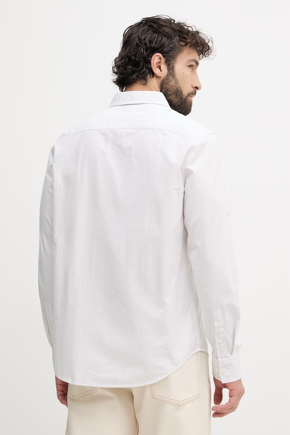 Ρούχα Calvin Klein Jeans πουκάμισο ανδρικό βαμβακερό με ελαστάν LV04RF100G μπεζ