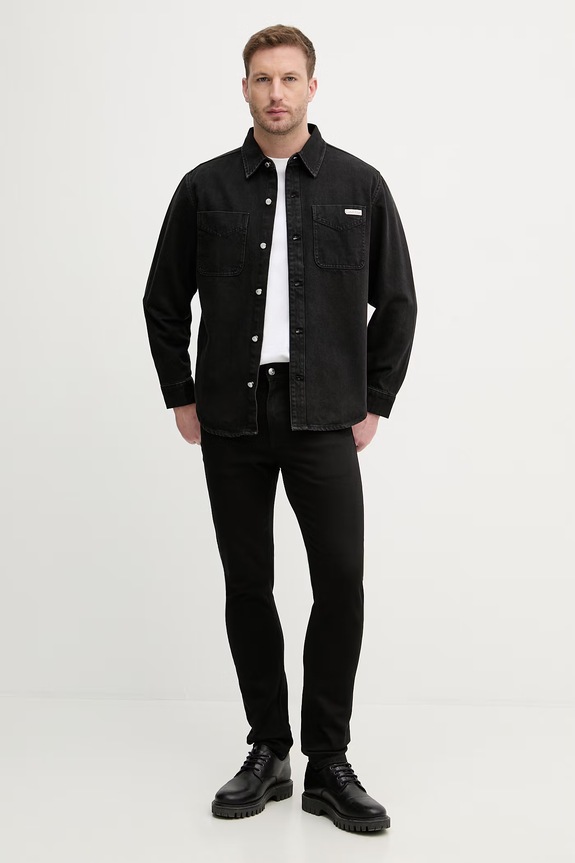 Calvin Klein Jeans košeľa pánska rifľová LV04RF709G čierna SS26