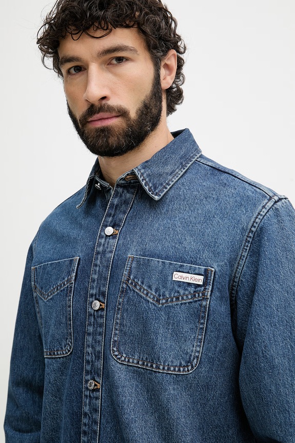 Calvin Klein Jeans cămașă pentru femei, din denim albastru LV04RF710G