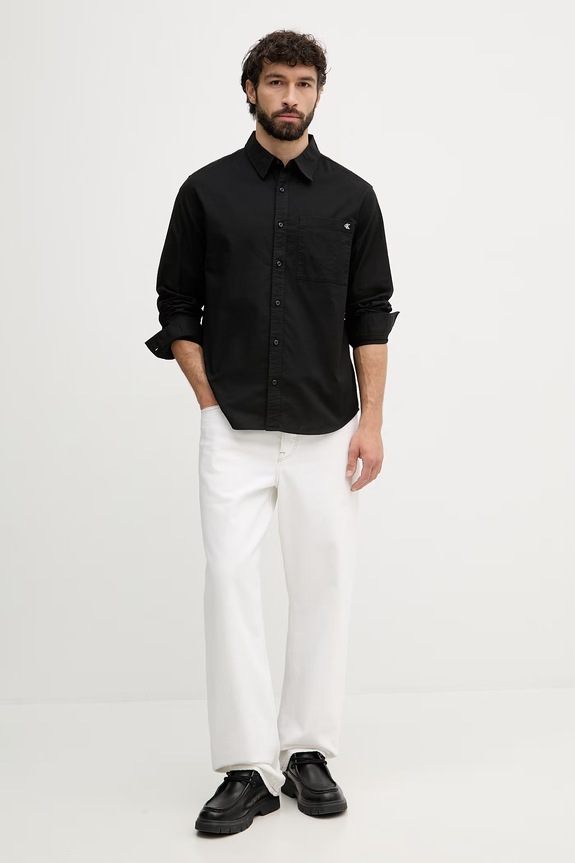Calvin Klein Jeans férfi ing pamuttal LV04RF113G fekete SS26