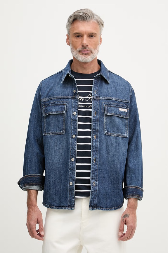 Calvin Klein Jeans cămașă pentru bărbați, din denim bleumarin LV04RF904G