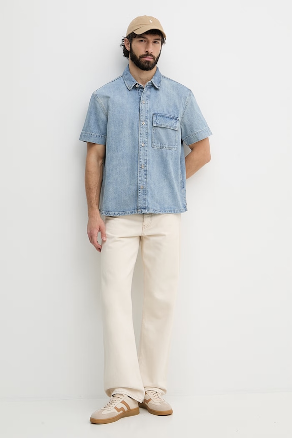 Calvin Klein Jeans košeľa pánska rifľová LV04RF906G modrá SS26