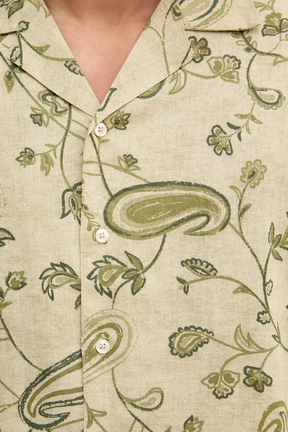 United Colors of Benetton πουκάμισο ανδρικό με λινό 503SUQ05B πράσινο