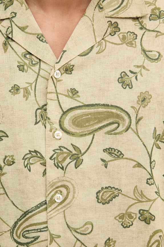 United Colors of Benetton πουκάμισο ανδρικό με λινό 503SUQ05B πράσινο