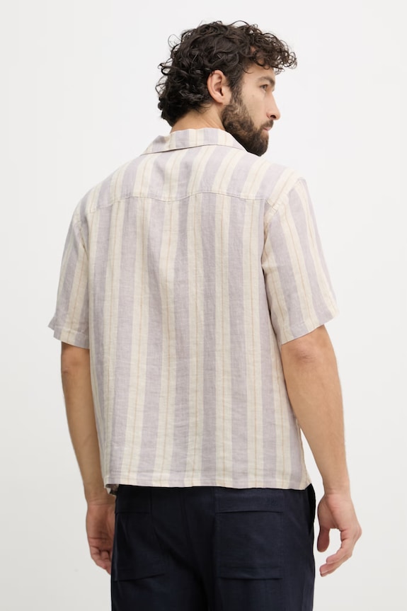 Одежда United Colors of Benetton рубашка для мужчин из льна 5BKUUQ06S фиолетовой