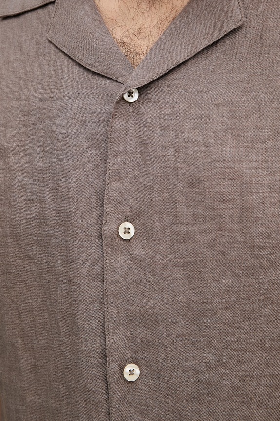 United Colors of Benetton camicia da uomo in lino marrone 5BKUUQ06S