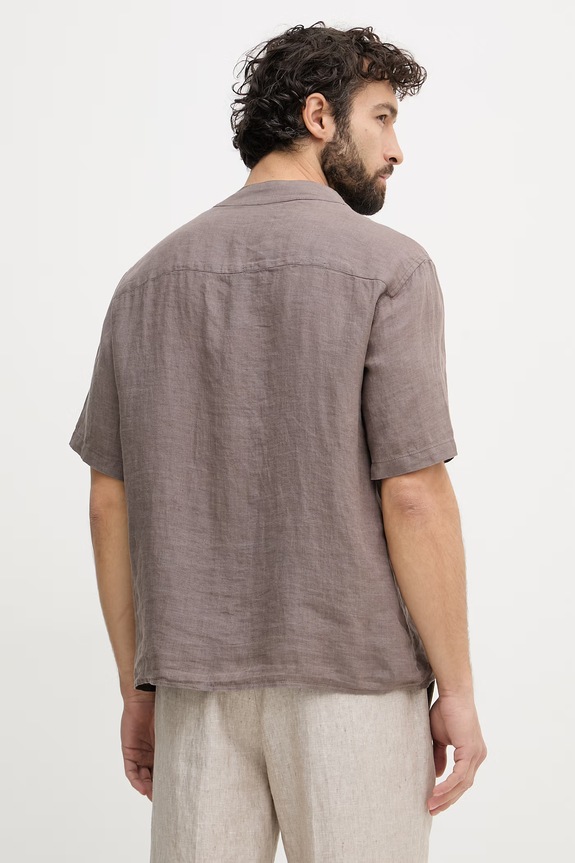 Одежда United Colors of Benetton рубашка мужская льняная 5BKUUQ06X коричневый