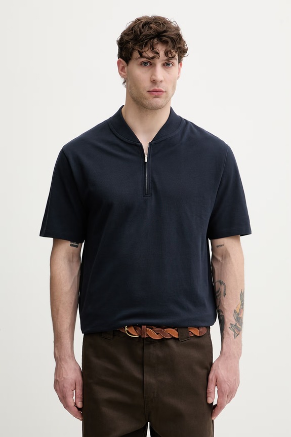 Lindbergh polo męskie bawełniane granatowy 30.404019