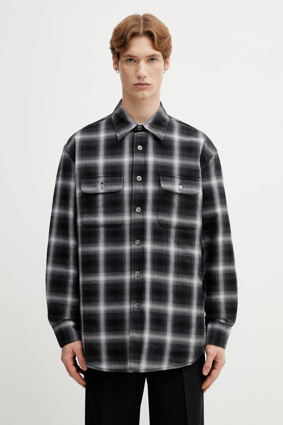 Our Legacy cotton shirt Moss relaxed black M2262MS