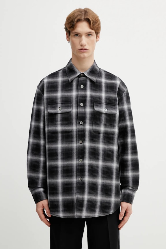 Our Legacy cotton shirt Moss relaxed black M2262MS