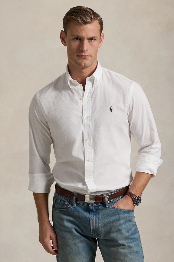 Polo Ralph Lauren koszula bawełniana bawełna biały 710938519