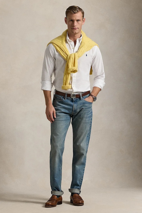 Odzież Polo Ralph Lauren koszula bawełniana 710938519 biały