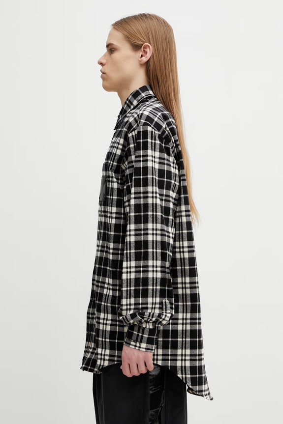 VETEMENTS koszula bawełniana Leather Cross Flannel ME76FS059BW czarny SS26