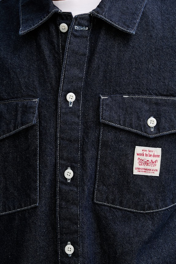 Βαμβακερό τζιν πουκάμισο Levi's LS WORKER - WW x WORKWEAR 003O2.0000 σκούρο μπλε