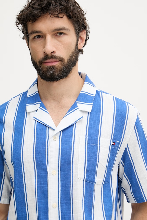 Tommy Hilfiger koszula męska bawełniana niebieski UM0UM03814