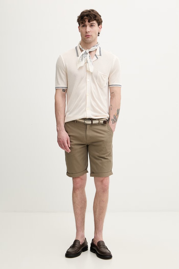 Tommy Hilfiger koszula męska z wiskozy SUMMER UM0UM03824 beżowy SS26
