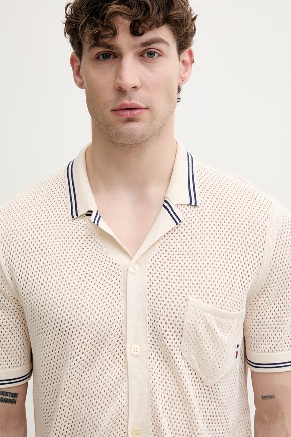Tommy Hilfiger koszula męska z wiskozy SUMMER beżowy UM0UM03824