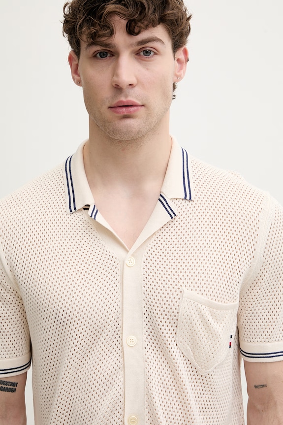 Tommy Hilfiger koszula męska z wiskozy SUMMER beżowy UM0UM03824