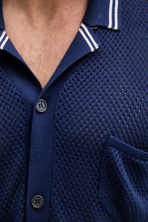 Tommy Hilfiger πουκάμισο ανδρικό από βισκόζη SUMMER UM0UM03824 σκούρο μπλε