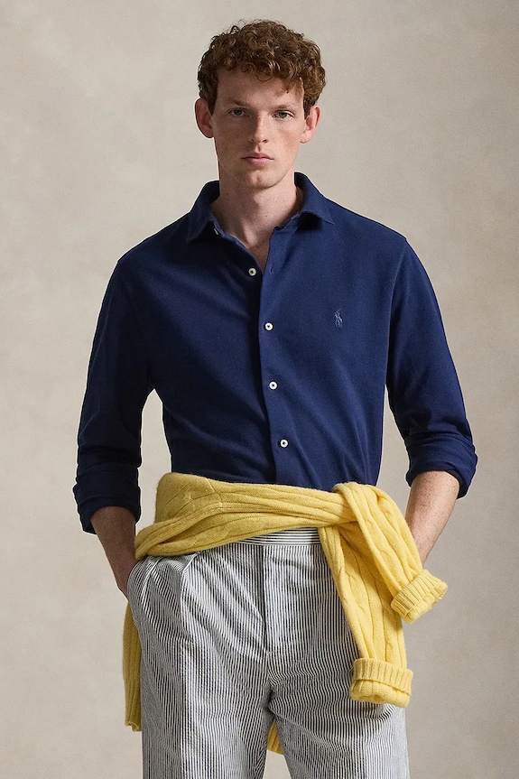 Polo Ralph Lauren koszula bawełniana bawełna niebieski 710A12399