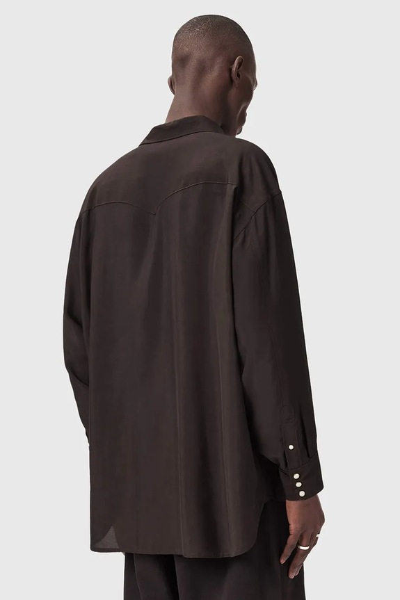 Πουκάμισο AllSaints PICKETT M017SE καφέ SS26