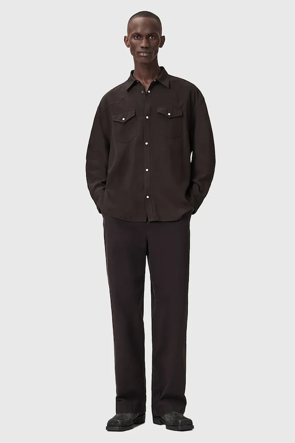 Ρούχα Πουκάμισο AllSaints PICKETT M017SE καφέ