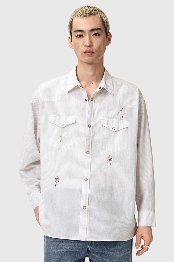 AllSaints koszula bawełniana PORTMAN biały M024SE