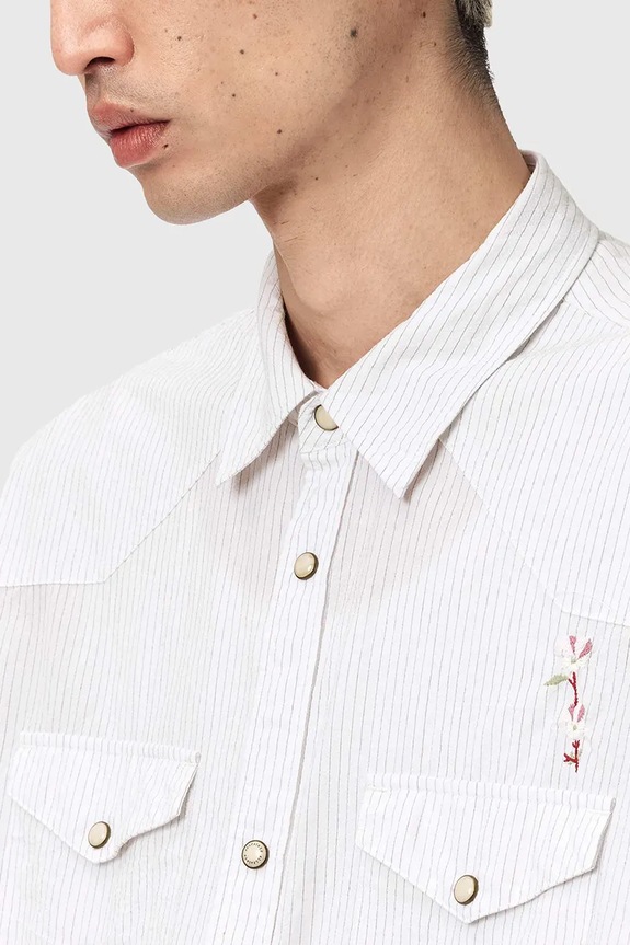 AllSaints koszula bawełniana PORTMAN M024SE biały