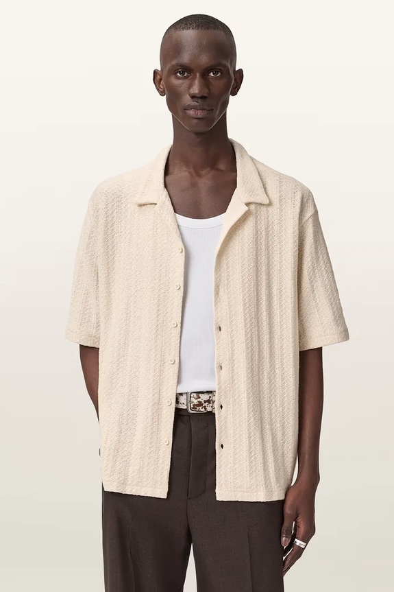 Βαμβακερό πουκάμισο AllSaints TRACE casual μπεζ M038SE
