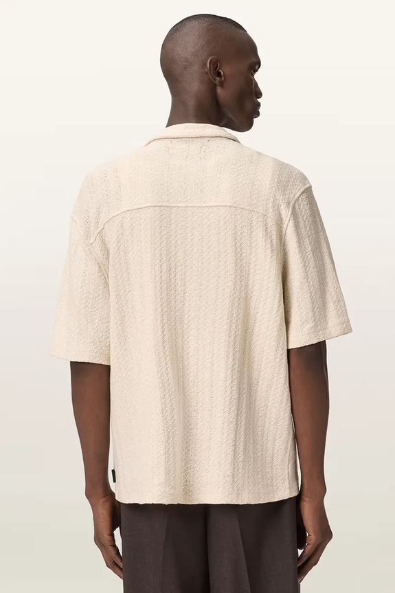 Βαμβακερό πουκάμισο AllSaints TRACE M038SE μπεζ SS26