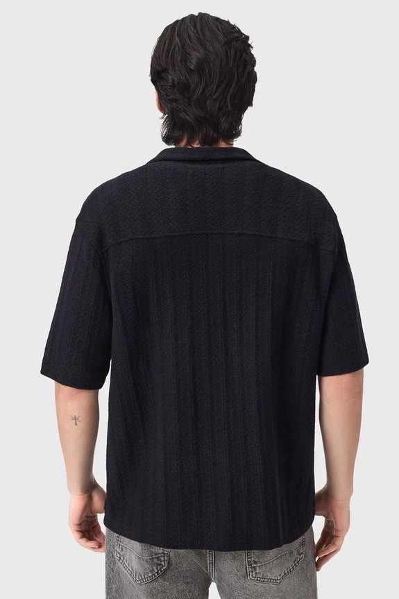 AllSaints koszula bawełniana TRACE M038SE czarny SS26
