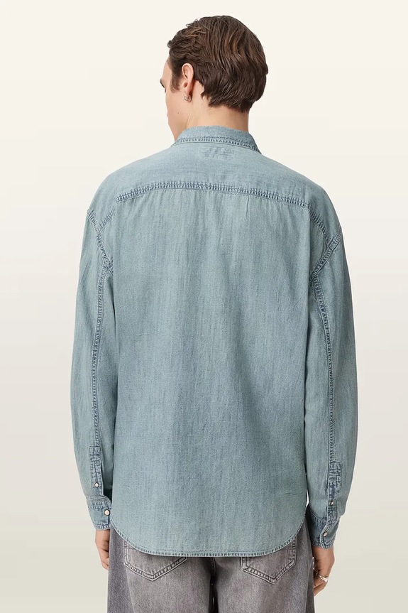 AllSaints Cămașă pentru bărbați din denim GRIBBS M042SE albastru SS26