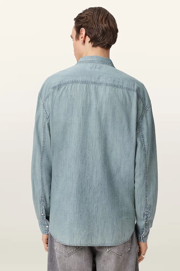 AllSaints Cămașă pentru bărbați din denim GRIBBS M042SE albastru SS26