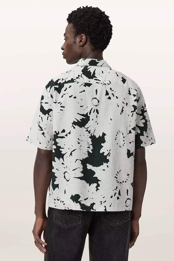 AllSaints koszula z dodatkiem lnu GIRONA M045SE biały SS26